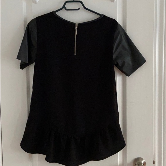 H&M High Low Peplum Shirt with Leather Sleeves - Picture 2 of 5